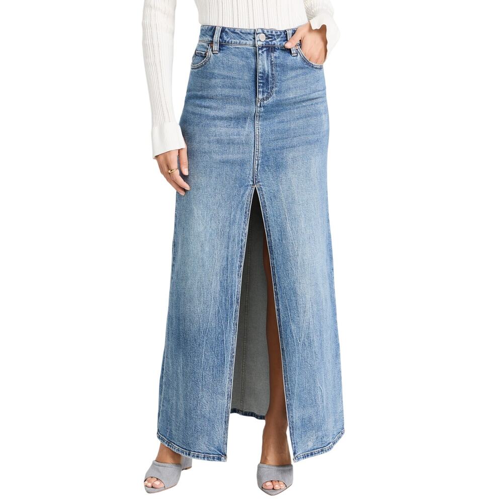 Alice And Olivia Front Slit Brooklyn Blue Rye Skirt Size 26